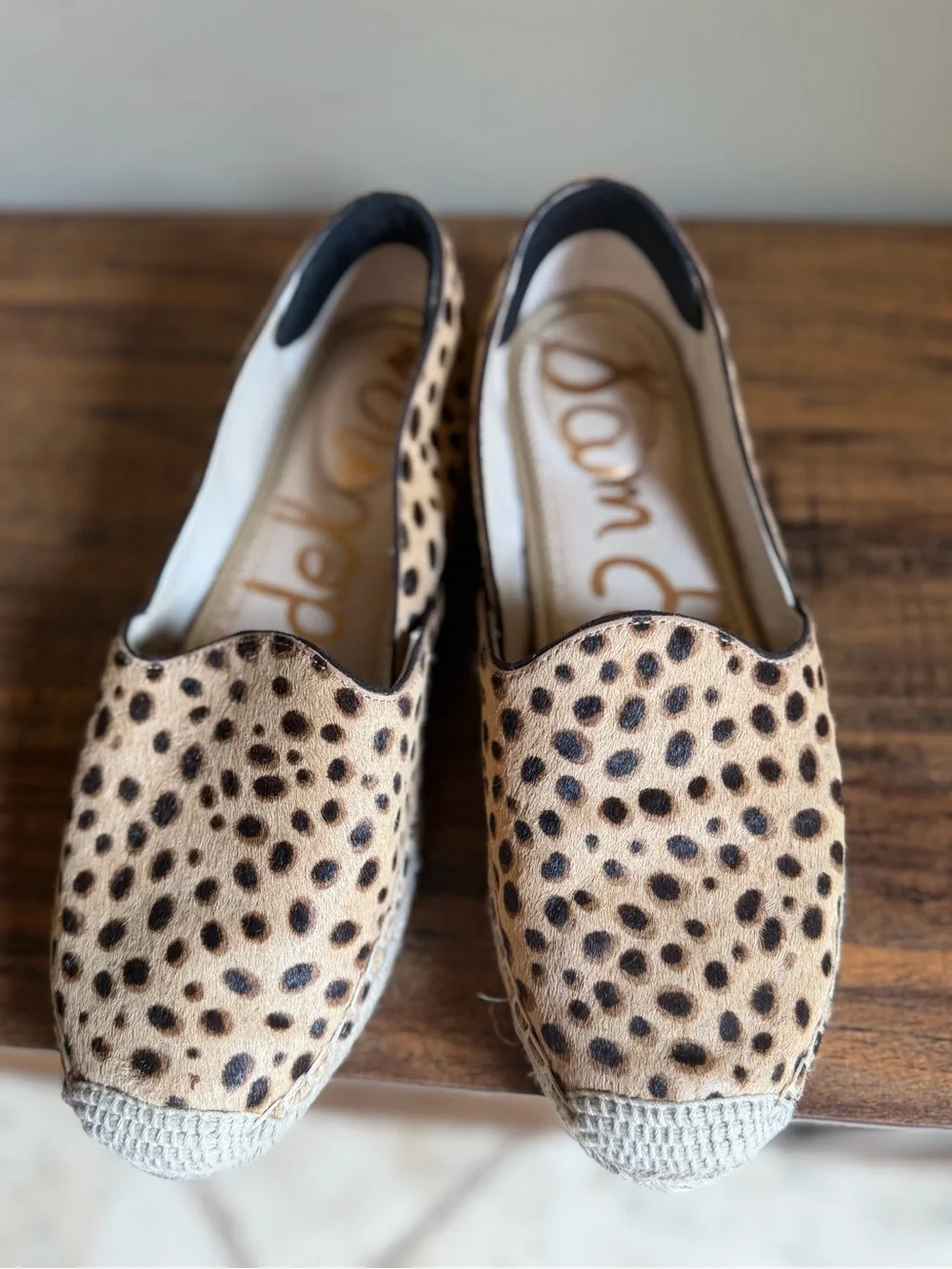 Sam Edelman Kesia Animal Print Pony Hair Leather Espadrilles  Size 7